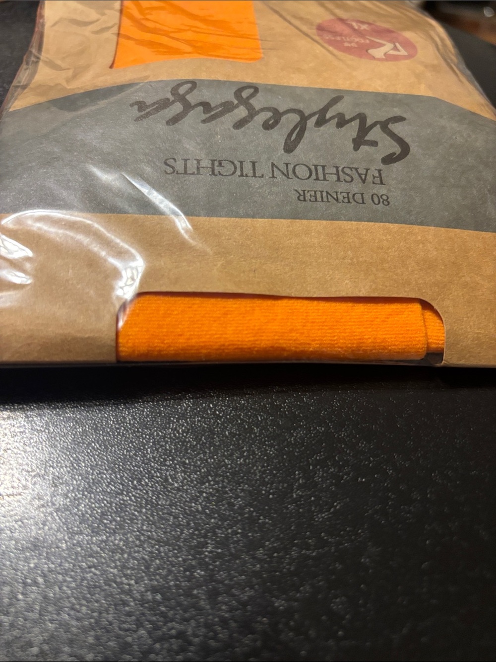 Women's Footless Fashion Tights in Orange - XL - Picture 8 of 8